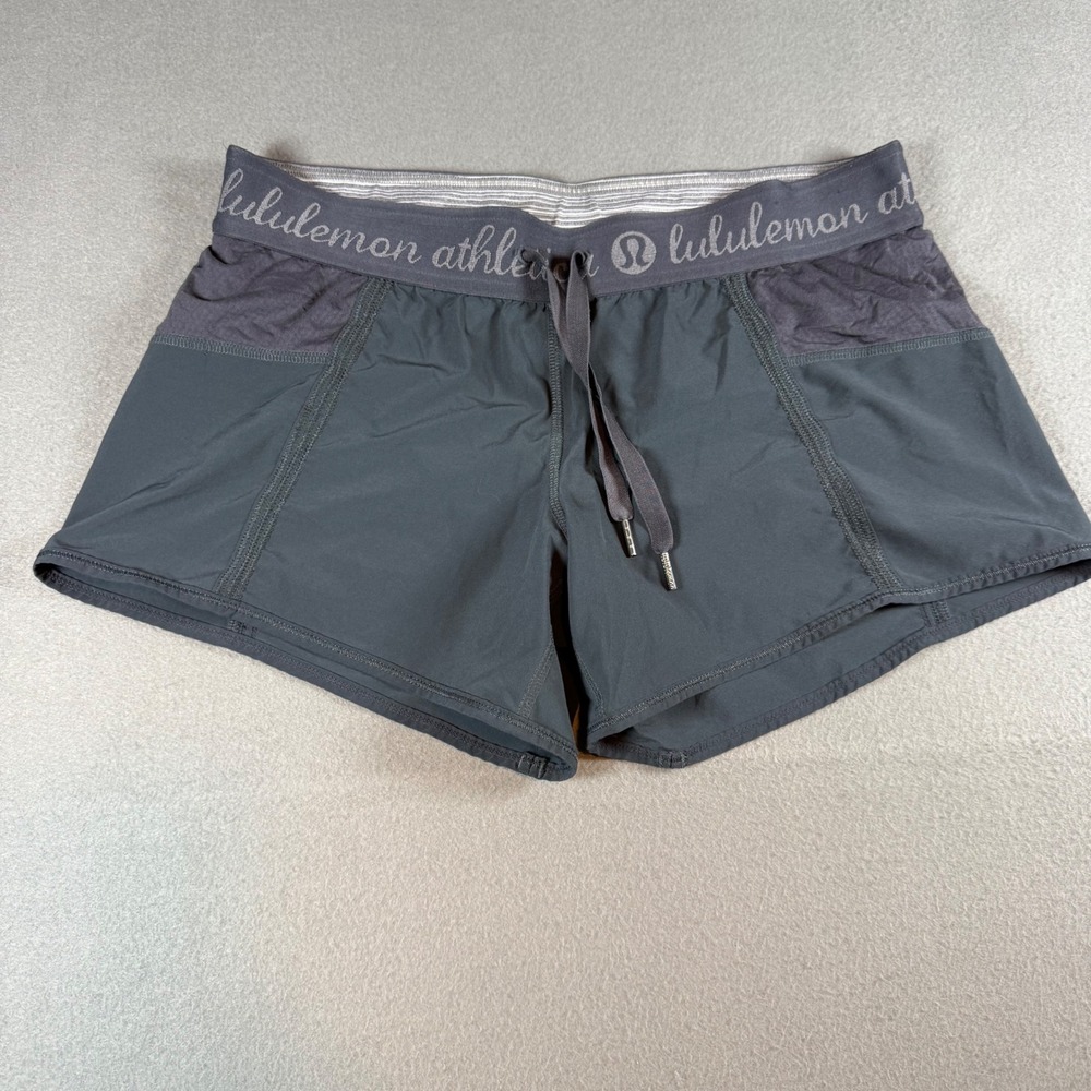 Lululemon Womens Running Shorts Size 12 Gray Logo
